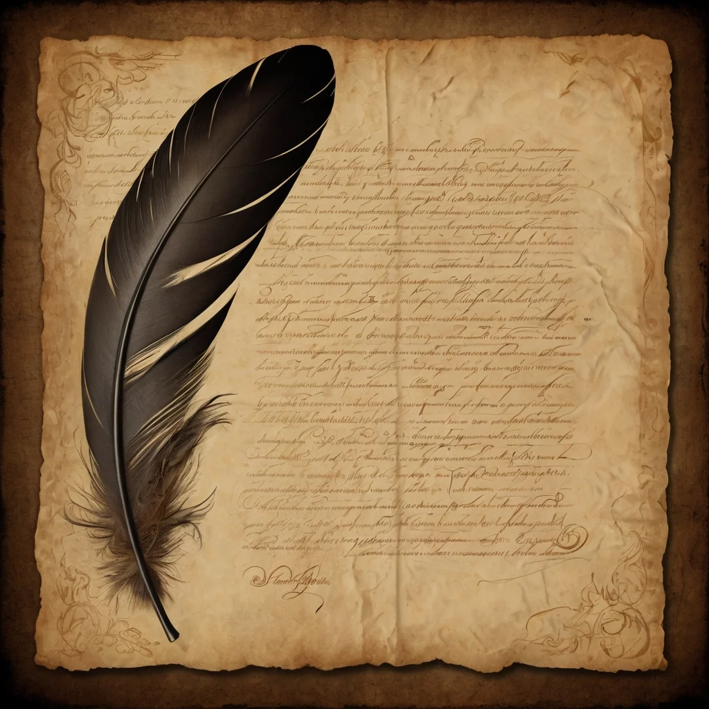Elegant Vintage parchment with antique quill pen
