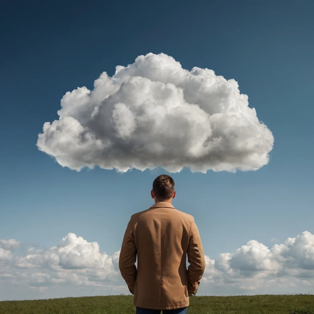 A person with their “head in the clouds"