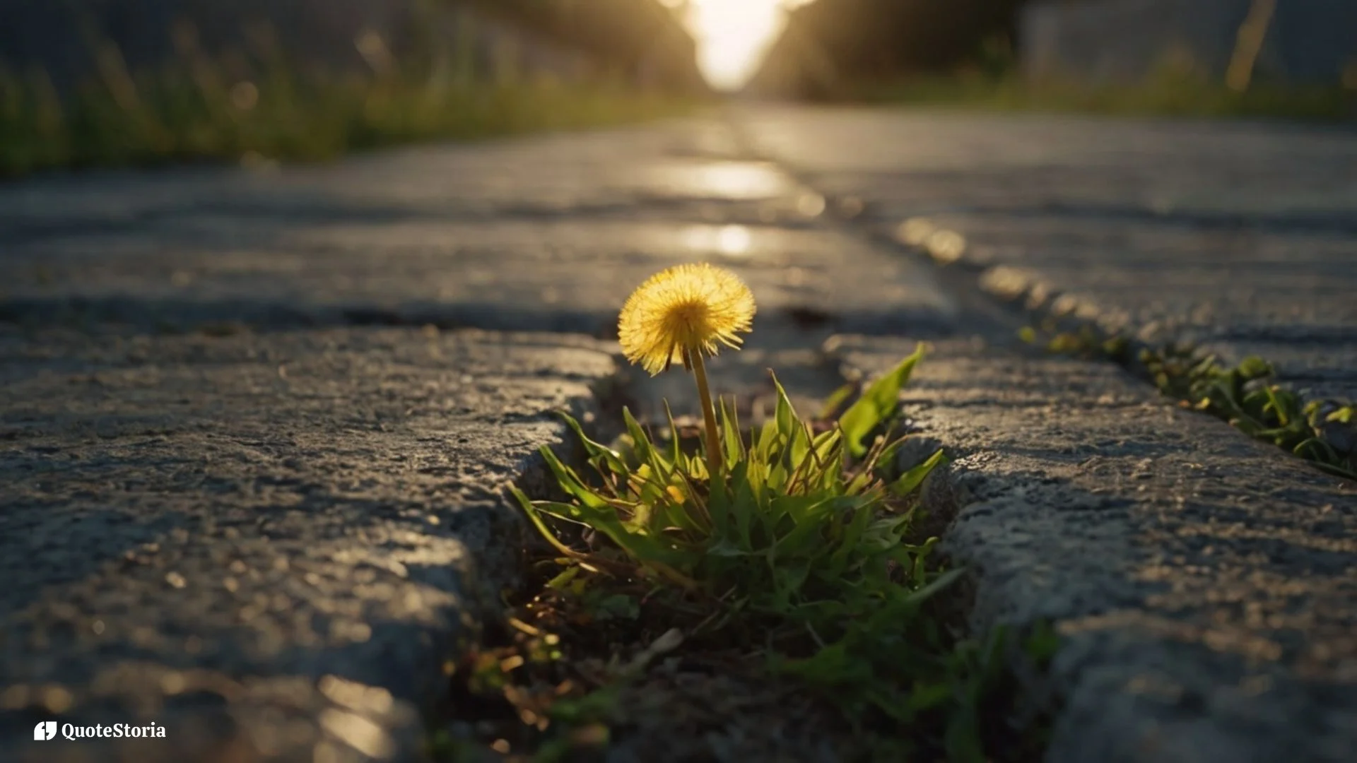 "Dandelion breaking through pavement symbolizing Aristotle’s marvelous nature insight."
