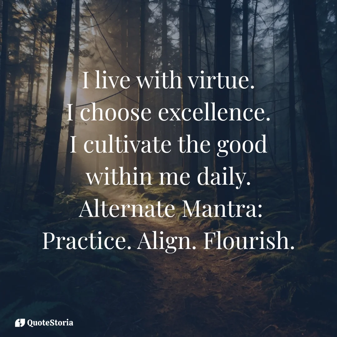 "A golden path through a dark forest, symbolizing living with virtue."
