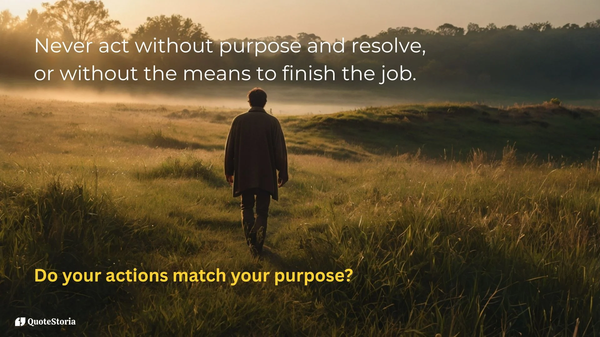 "Marcus Aurelius quote on purpose and resolve, featured image of unfinished bridge in golden light."