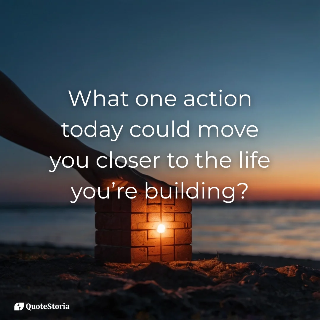 "Open hand holding one glowing brick symbolizing daily action."