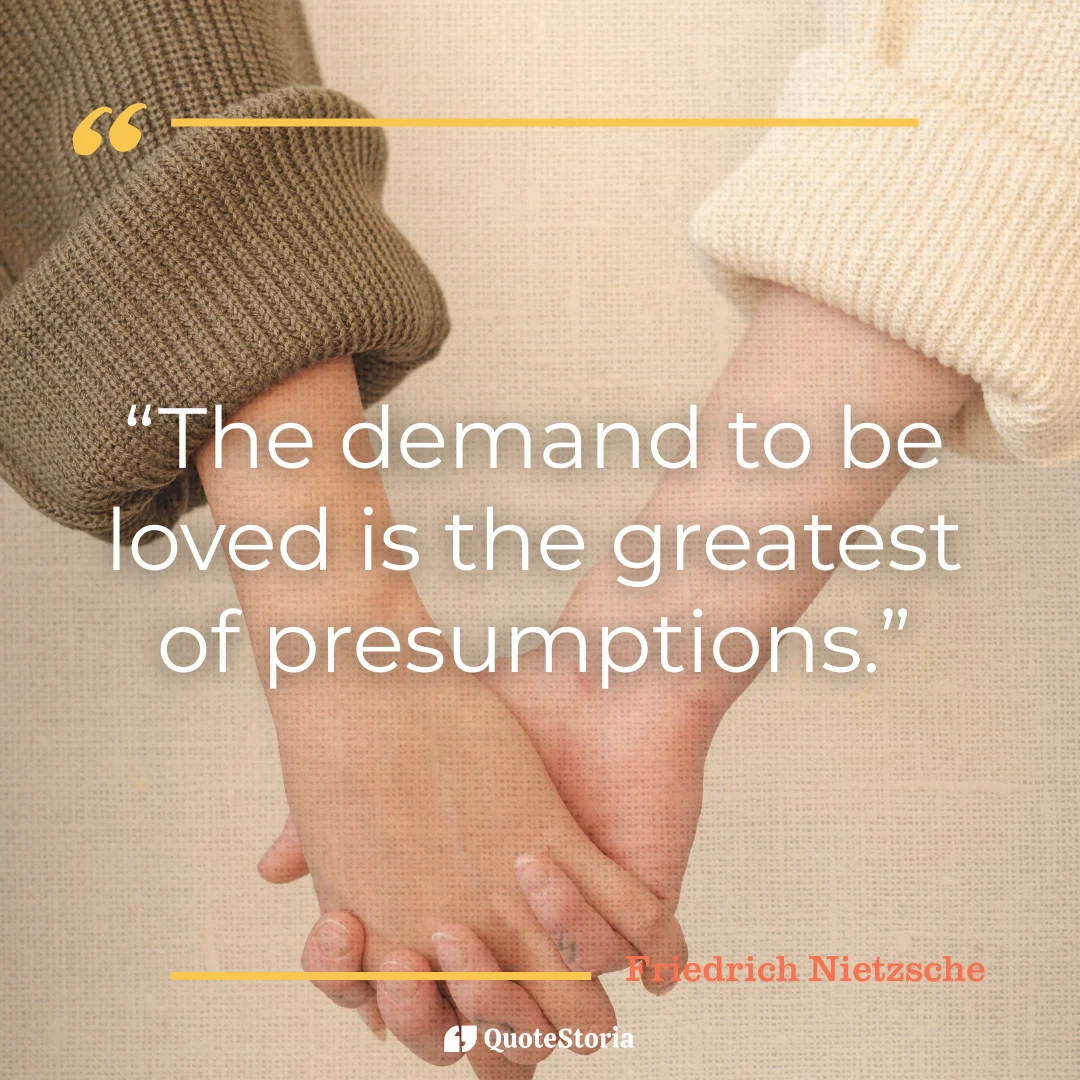 "Friedrich Nietzsche quote card: love is not owed, it is given."