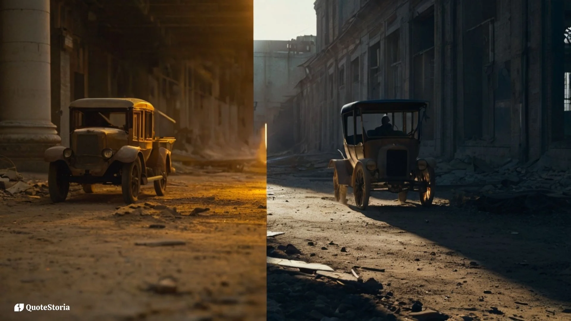 "Prototype shown as failure in shadow and success in light, symbolizing outcome bias."