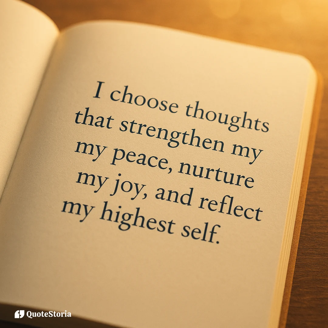 Square affirmation graphic about choosing peaceful and joyful thoughts.