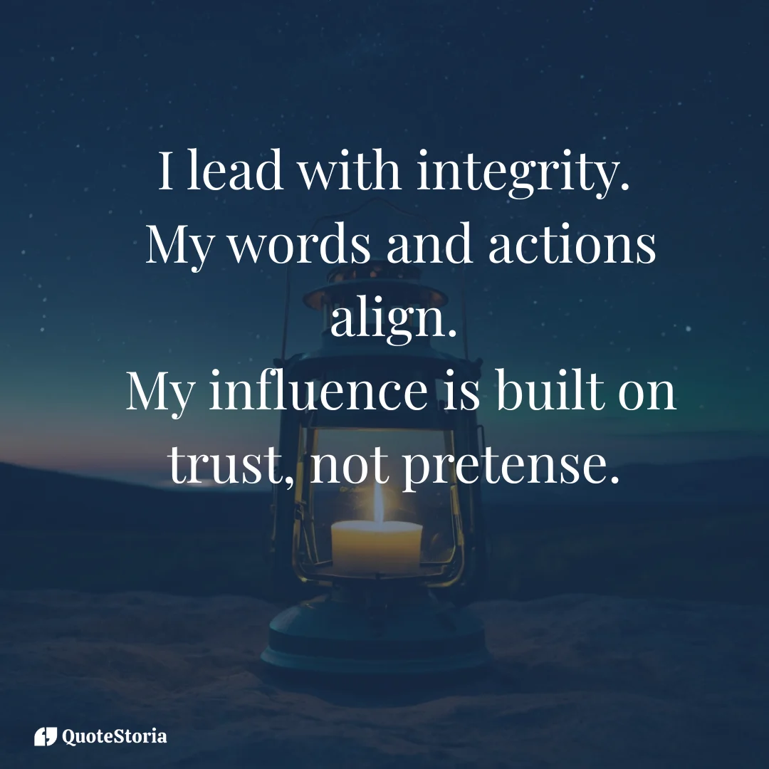 "A glowing lantern in the night symbolizing authentic leadership." with affirmation message
