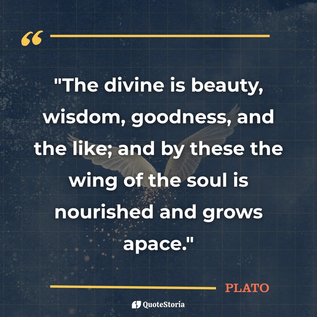 "Quote by Plato: 'The divine is beauty, wisdom, goodness, and the like.'"