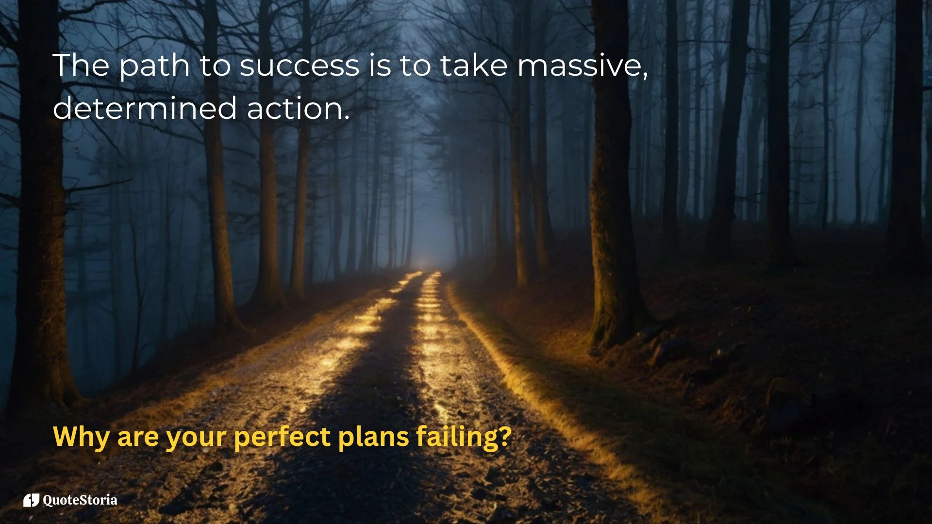 Tony Robbins quote featured image: Focused light cutting through fog to show the path to massive action.