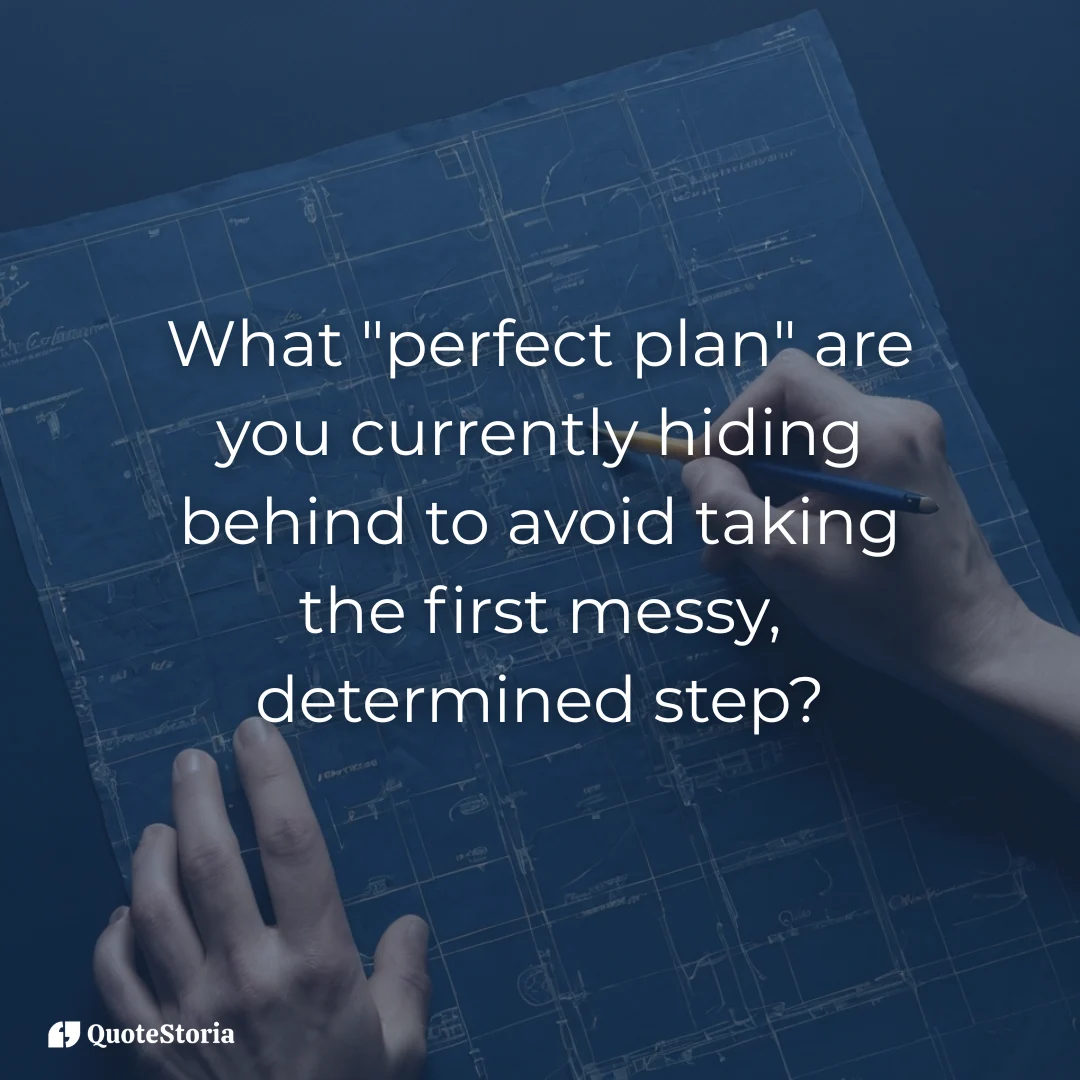 Reflection question visual: A crumpled blueprint and a hand ready to start, reflecting on the "perfect plan" trap.