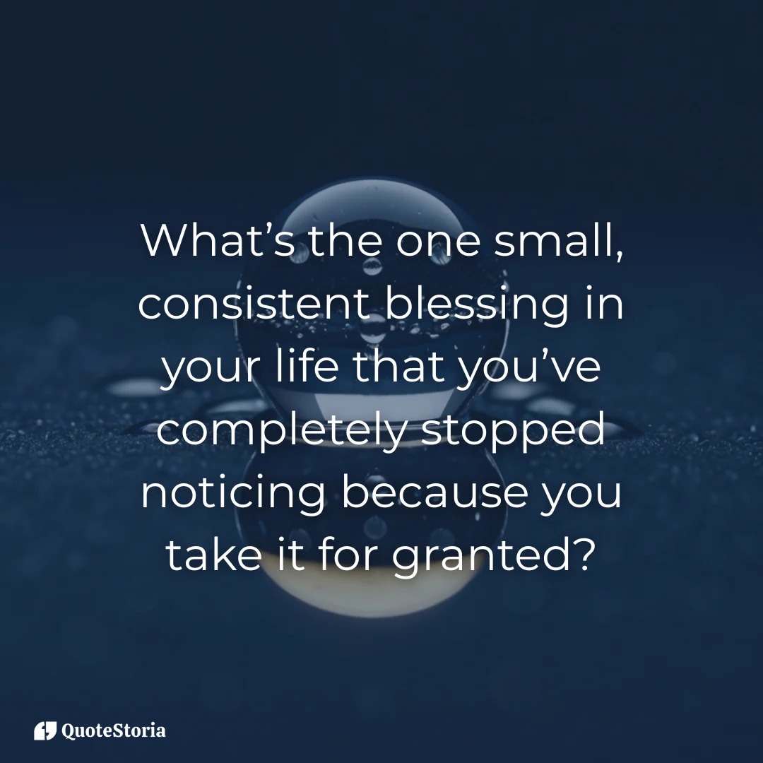 Reflection question prompt: finding the small blessing that is often taken for granted.