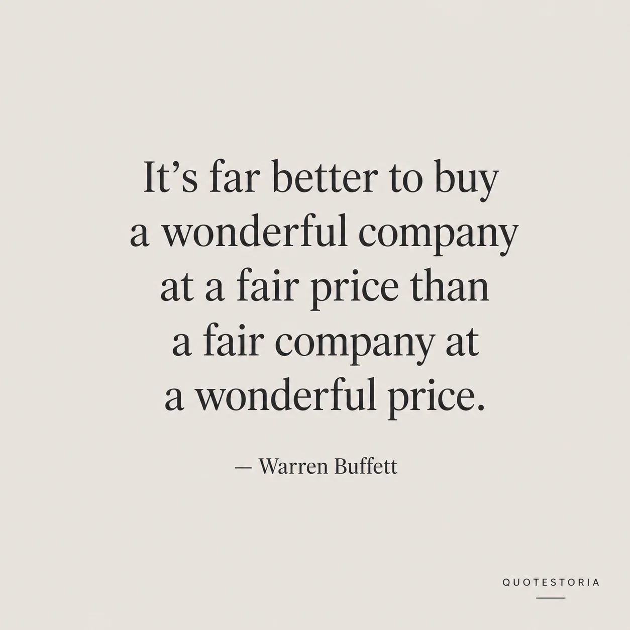 quote card with centered text and Warren Buffett attribution below