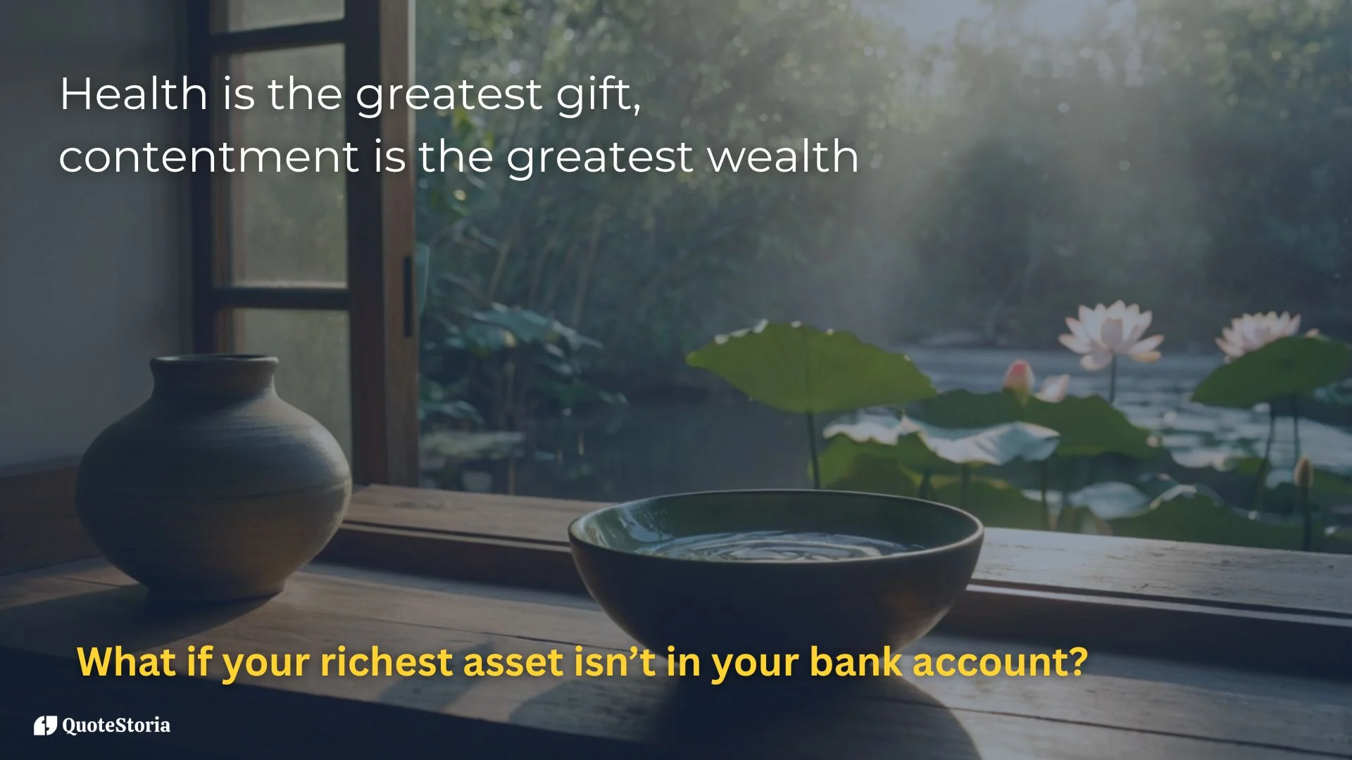 Buddha featured image quote: 'Health is the greatest gift, contentment the greatest wealth.