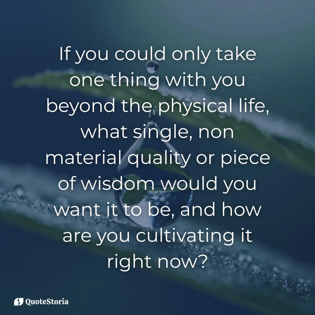 Reflection question on inner qualities beyond physical life.