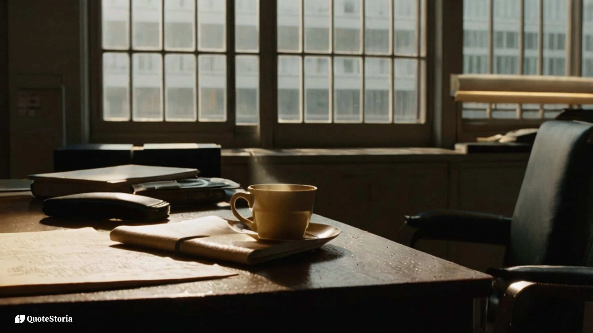 mage illustrating the quiet moment a writer recognizes their true desire for good while at a dull desk.