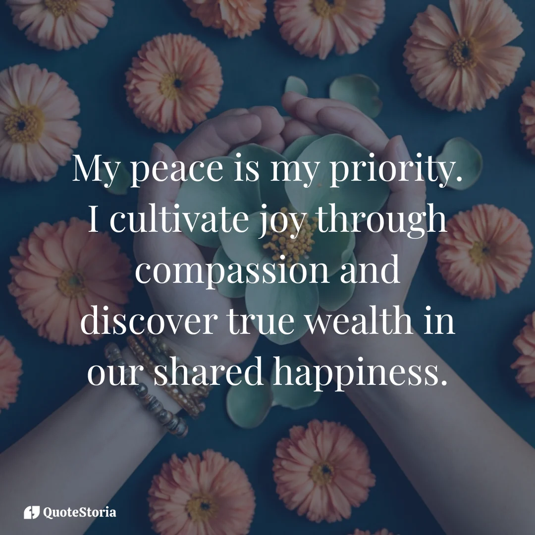 "Hands gently holding colorful petals, symbolizing cultivated joy and compassion."