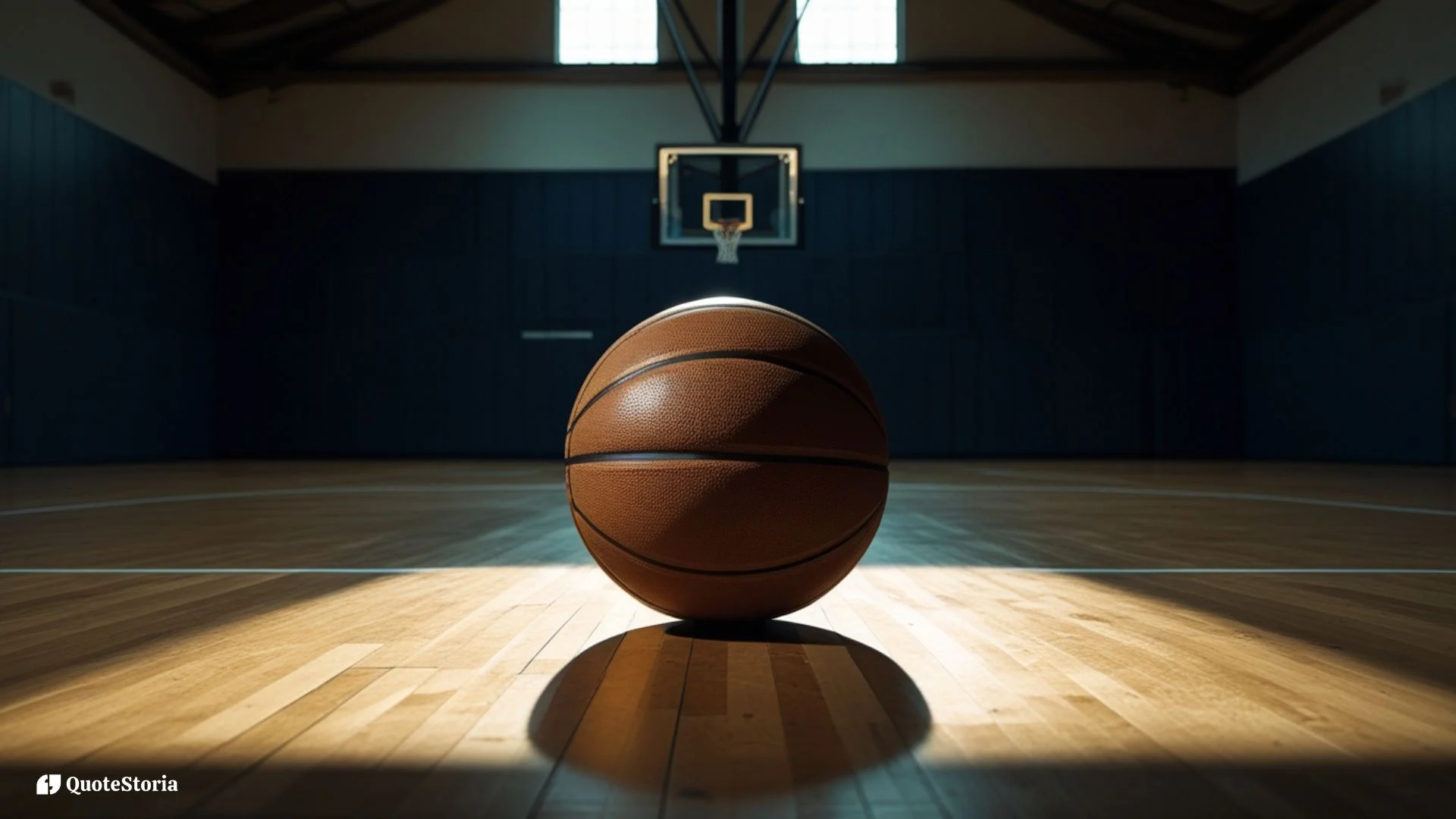 visual image of basketball on the floor after practice