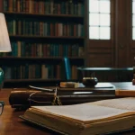 Featured image for quotes from Warren Buffett on discipline and investing showing a calm desk with books, reports, and investing tools.