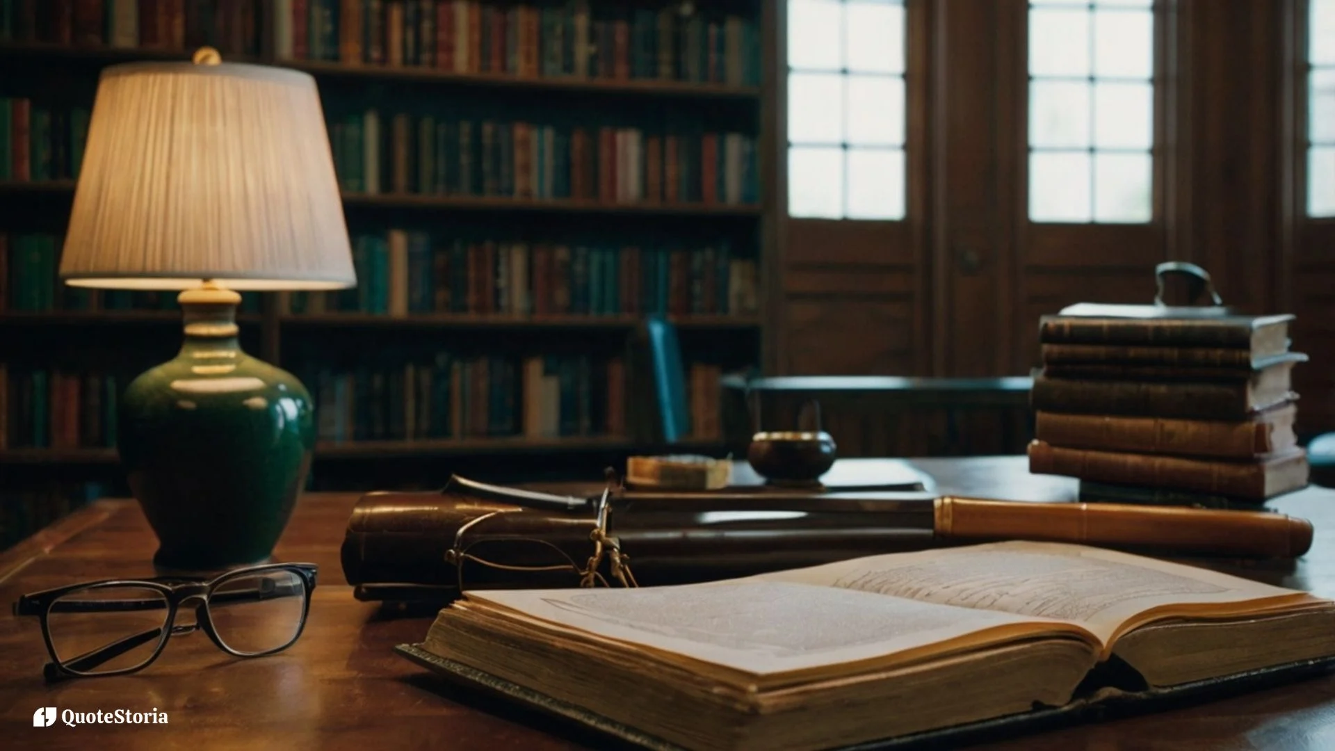 Featured image for quotes from Warren Buffett on discipline and investing showing a calm desk with books, reports, and investing tools.