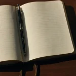 Featured image for quotes on focus and commitment showing an open notebook and pen in bright morning light symbolizing clarity and discipline.