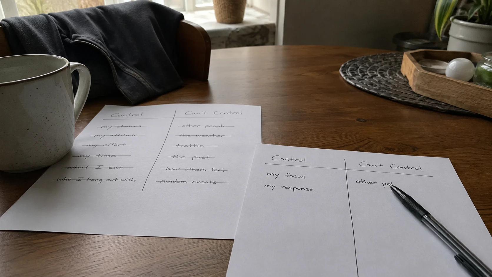 Fresh two-column list started beside an older, partly crossed-out list